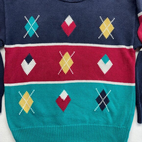 Par Four Womens Vintage Argyle Golf Crewneck Pullover Sweater Size L Preppy - Picture 8 of 11